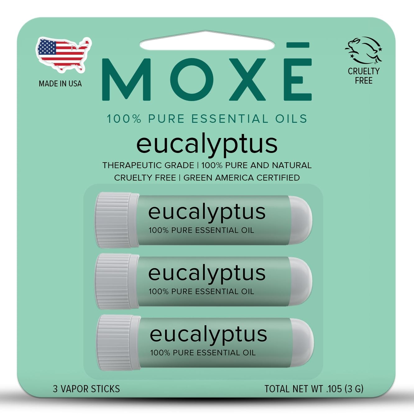 3 Pack, Moxē Eucalyptus Essential Oil Nasal Inhaler, Sinus & Congestion...