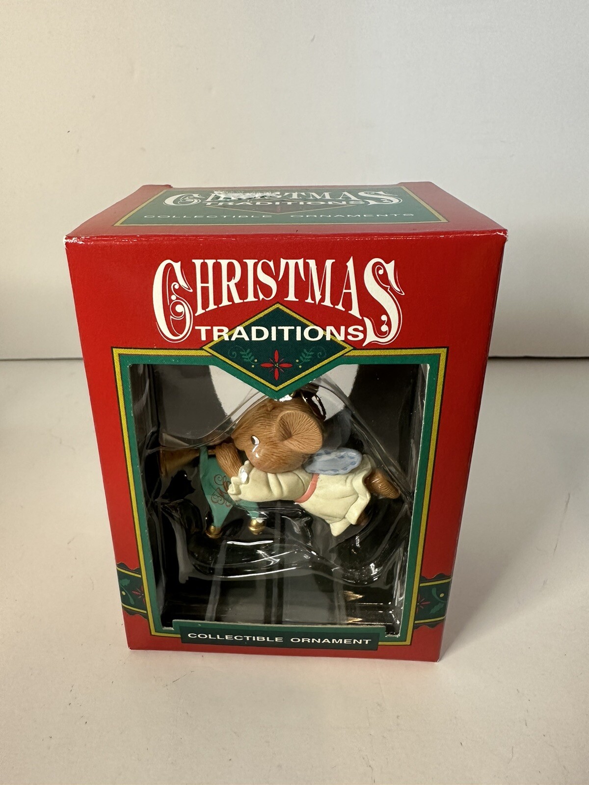 Christmas Traditions 1992 Lustre Fame Mouse French Horn Ornament Christmas