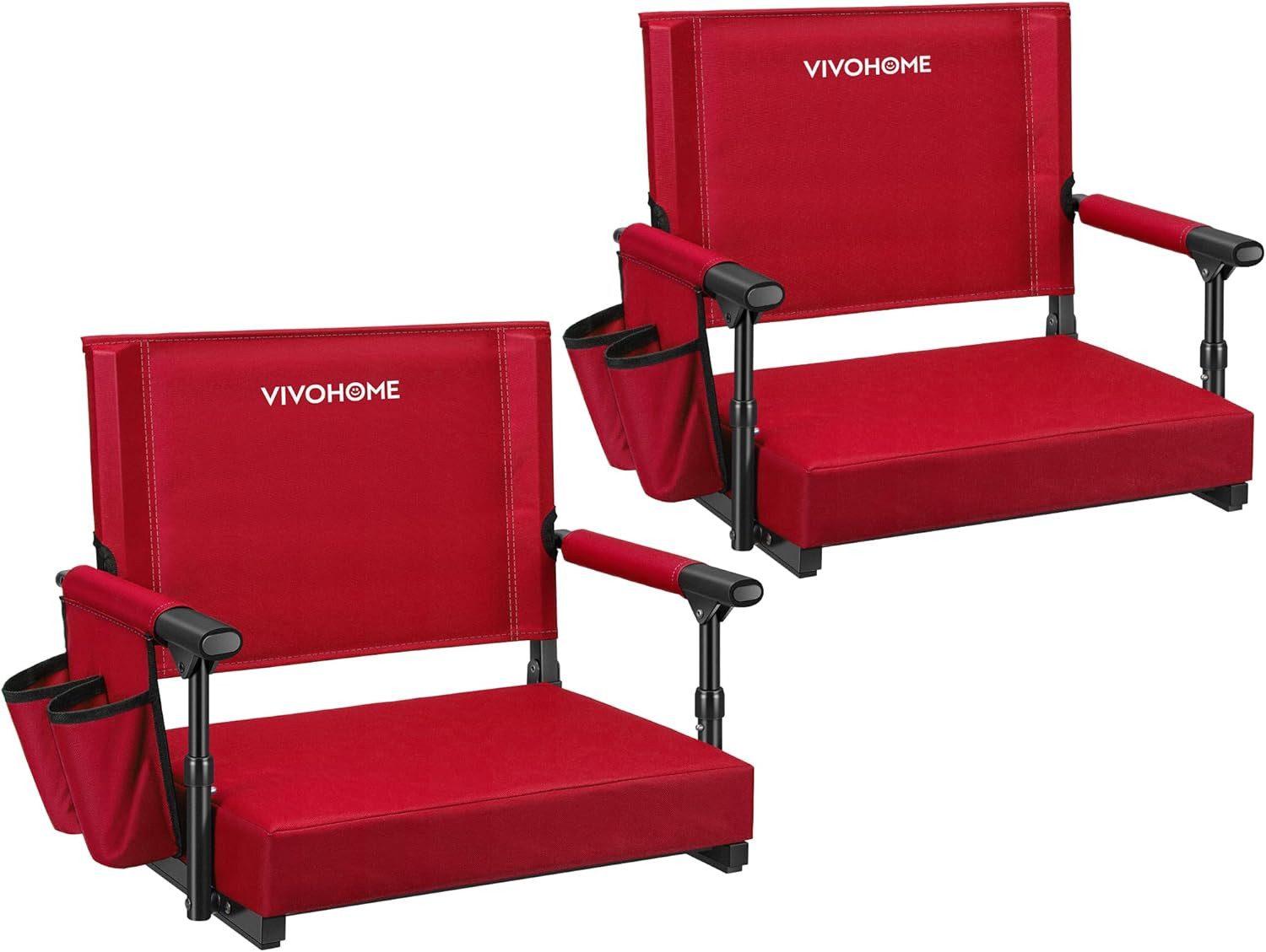 VIVOHOME Stadium Seats with Back Support and Cushion, 2 Pack Portable Bleacher C