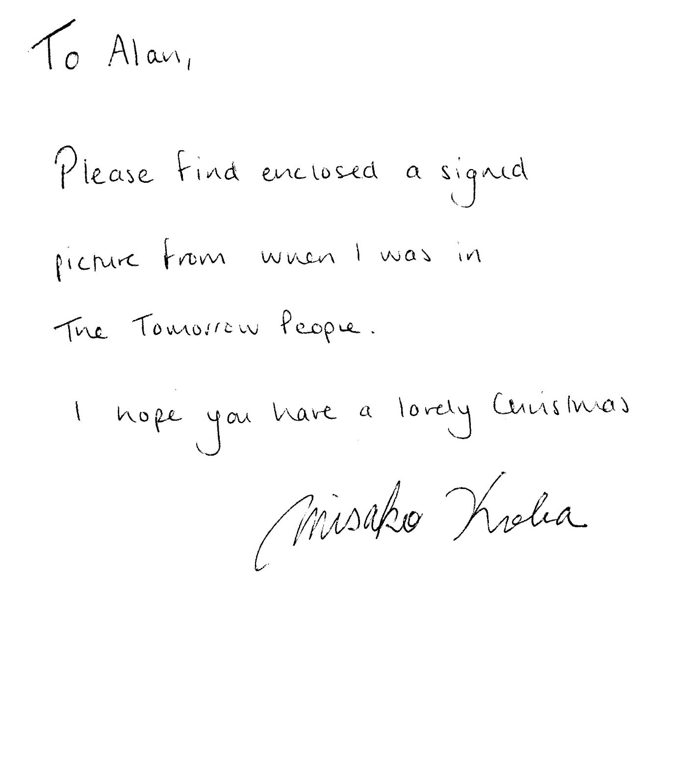 MISAKO KOBA - THE TOMORROW PEOPLE - RARE AUTOGRAPH