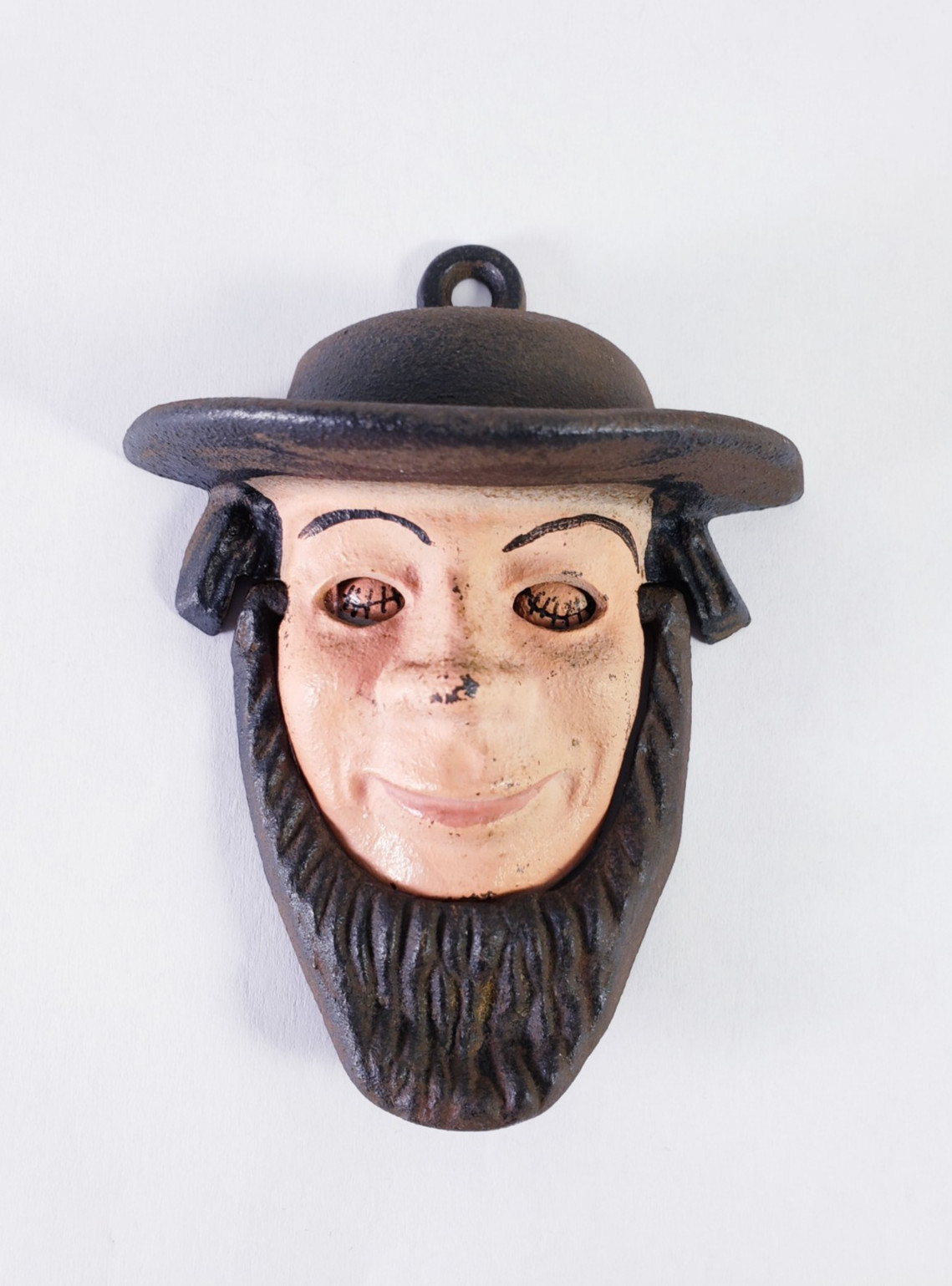 Vintage Wilton Hand Painted Amish Man Cast Iron Door Knocker