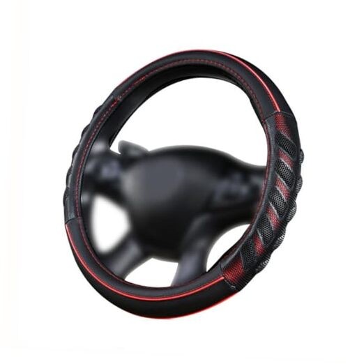  car Steering Wheel Cover Faux Leather Massage Universal fit 3D Red black