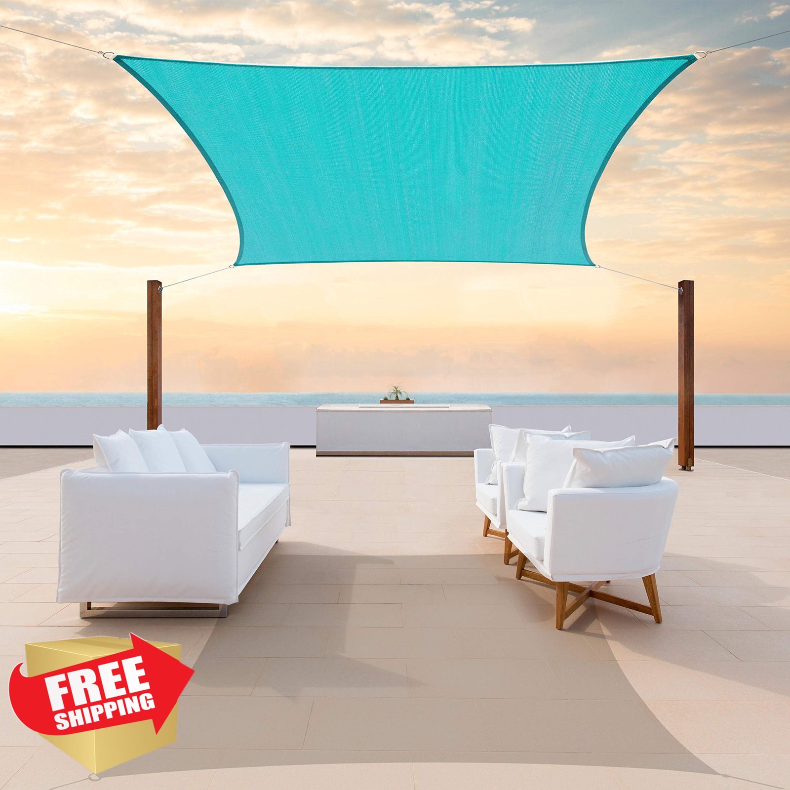 ColourTree 12'x16' Turq Sun Shade Sail Rectangle, Heavy Duty UV Block