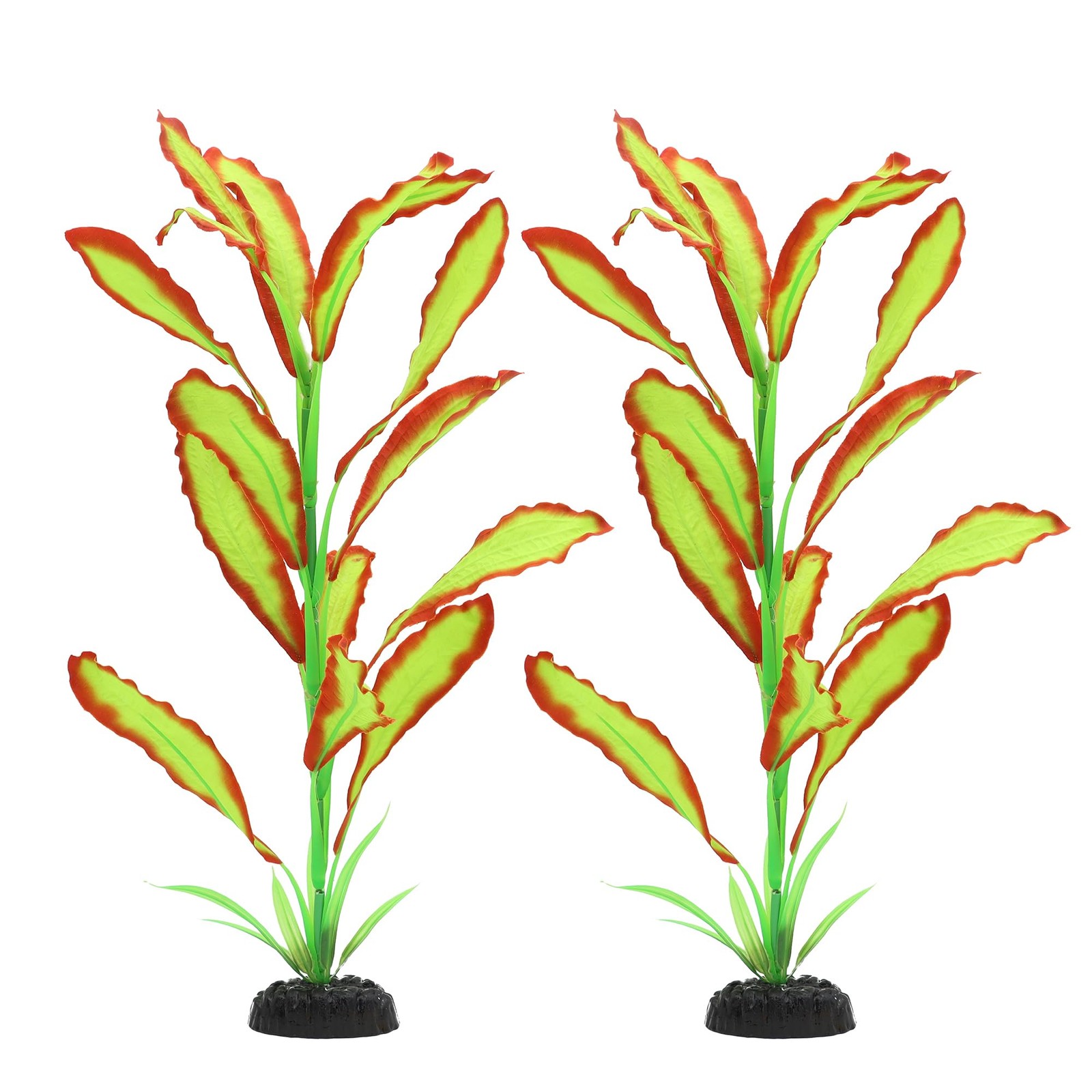 Silk Aquarium Plants 16 Inch Artificial Decorations Light Green Red 2 PCS Set