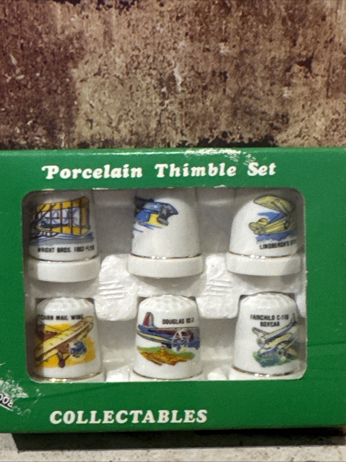 Porcelain Thimble Set Of 6/Airplanes