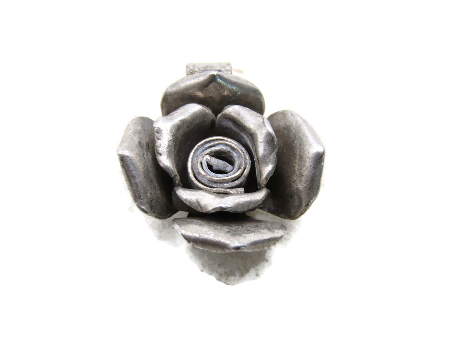 Vintage Rose Necklace Key Chain Charm Silver Tone