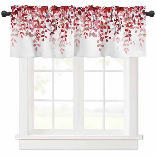 Red Eucalyptus Leaves Curtain 12"W x 42"L (Pack of 1) Eucalyptus Leaves-red