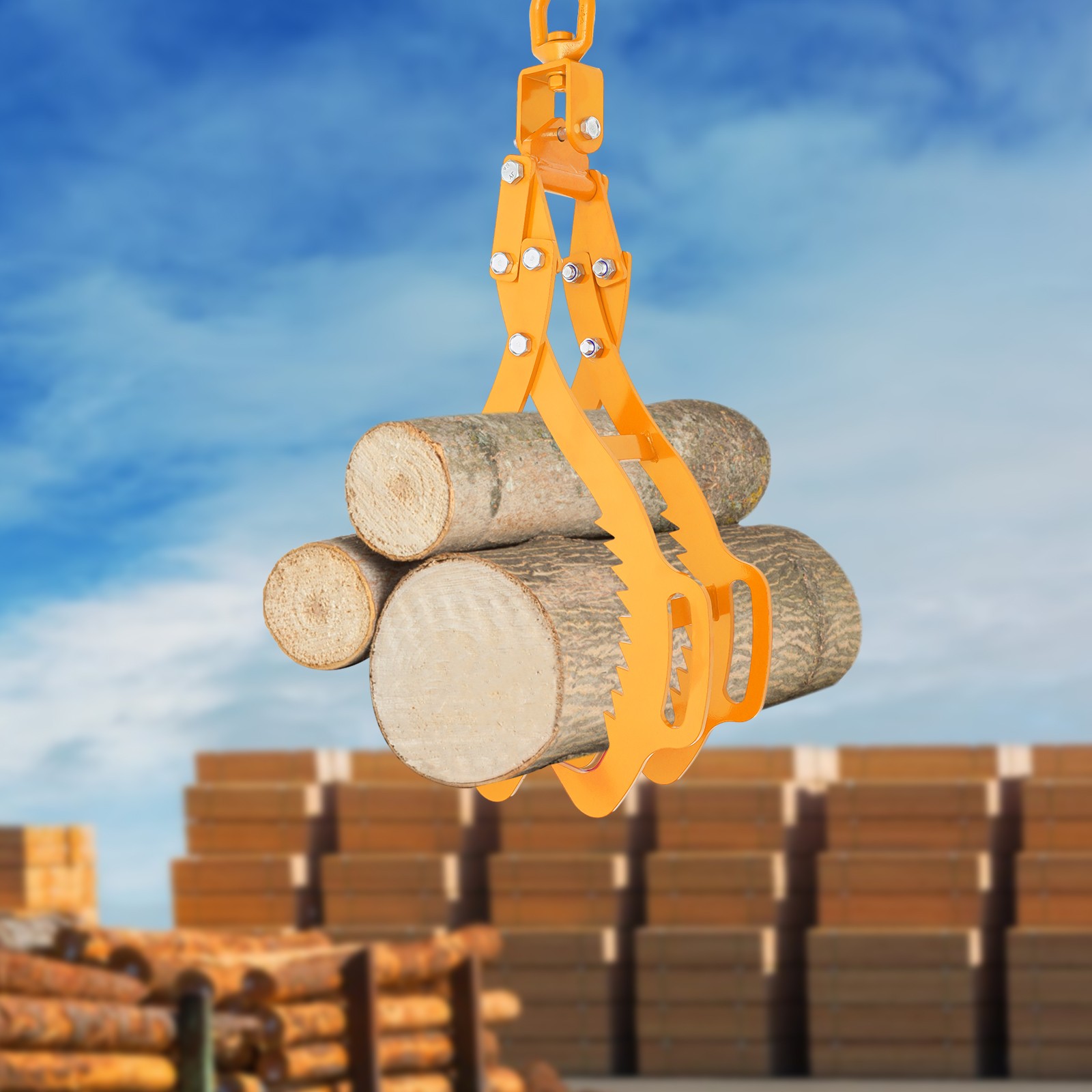 28in Log Lifting Tongs Timber Lifting Tongs 4-claw Yellow For Truck ATV Tractor