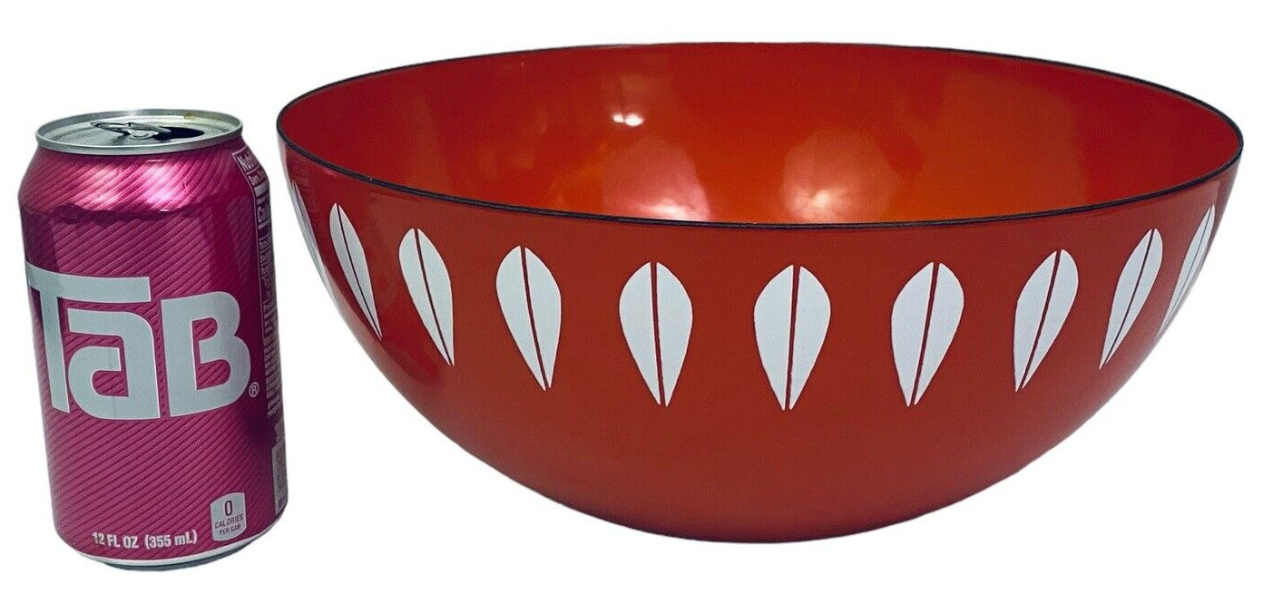 11" Cathrineholm Bowl Orange with White Lotus Enamel Bowl MCM Vintage - SUPERB!