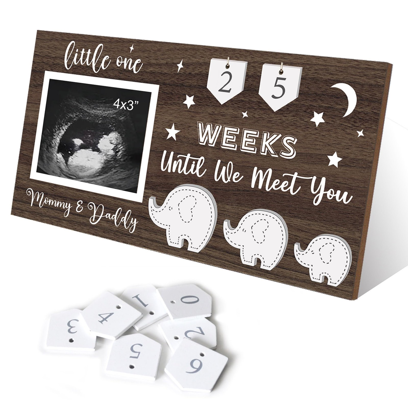 Ultrasound Picture Frame 4x3 Inches with Baby Countdown Weeks Sonogram - Preg...