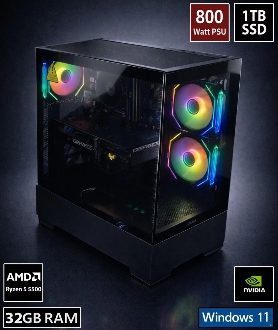 AMD RYZEN 5 5500 Gaming PC - 32GB RAM - 1TB SSD - RTX 5060