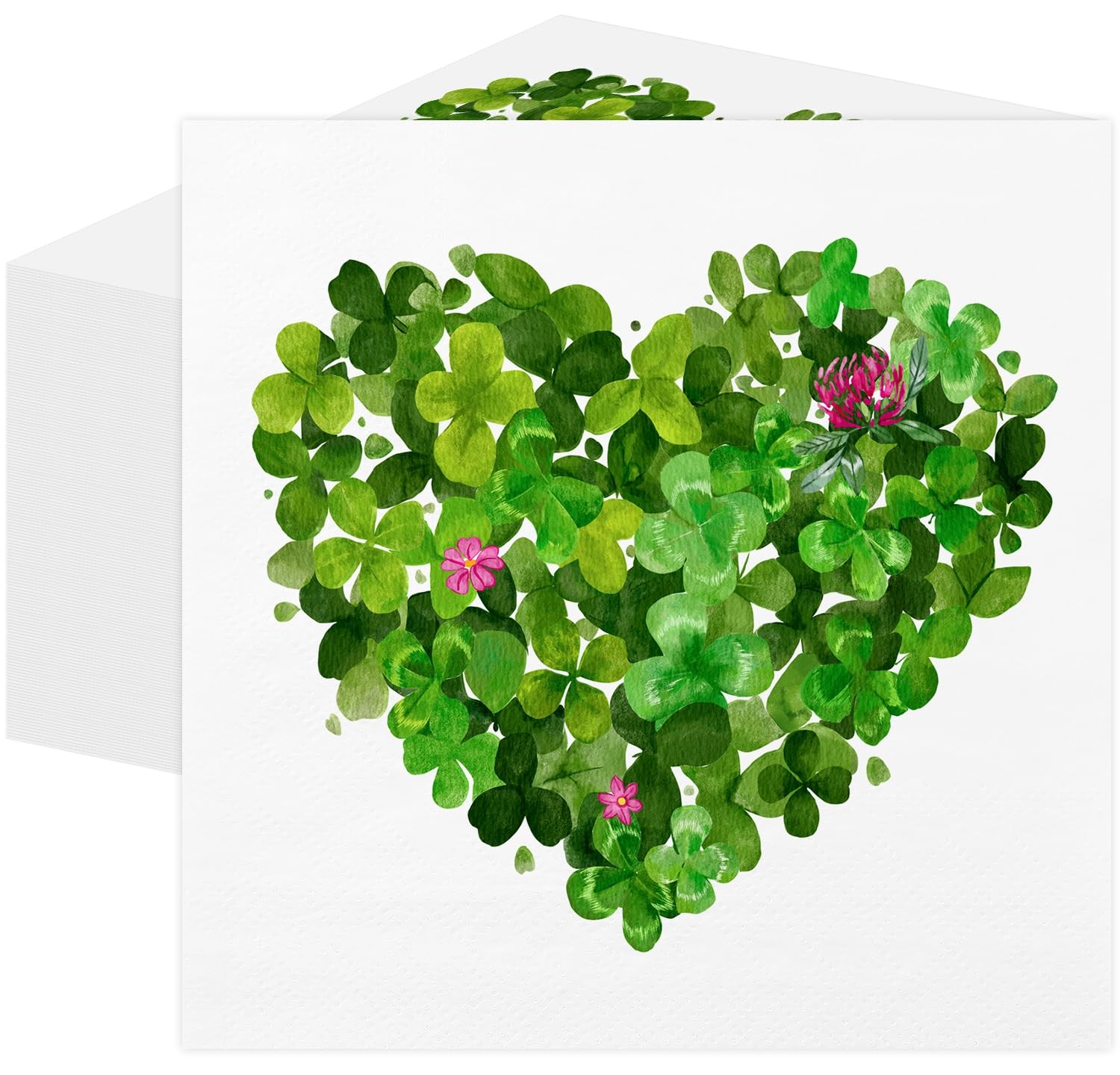 50 Pcs St. Patrick's Day Paper Napkins Heart Shamrock 5inches*5inches, Green 