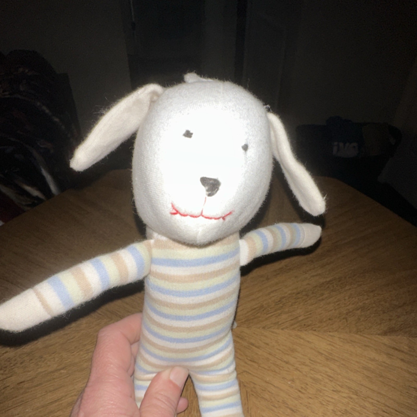 Under the Nile Plush Striped Dog Toy Beige Blue Unisex Dogs & Puppies RN 118885