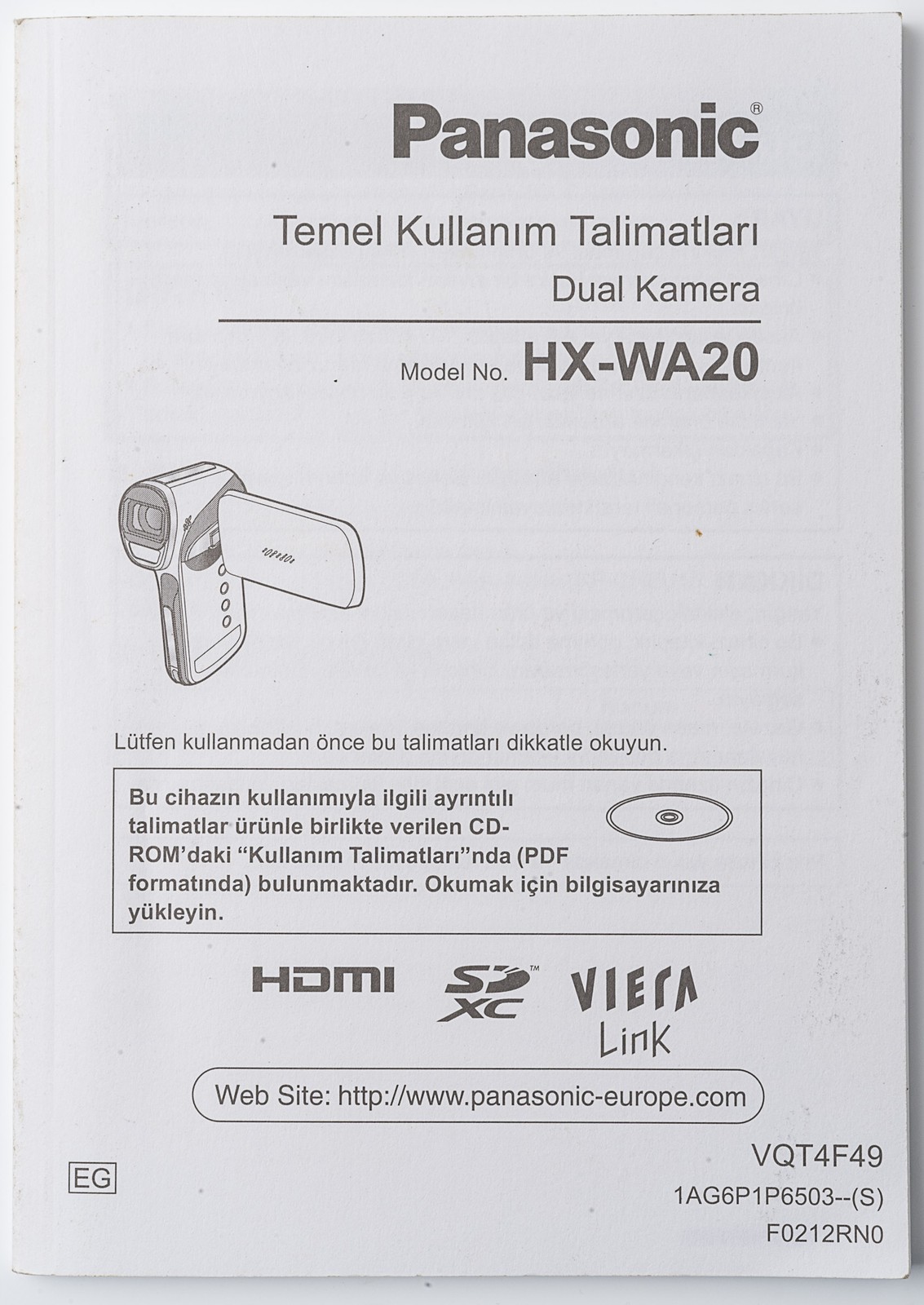 Panasonic Manual Dual Camera Hx - WA20