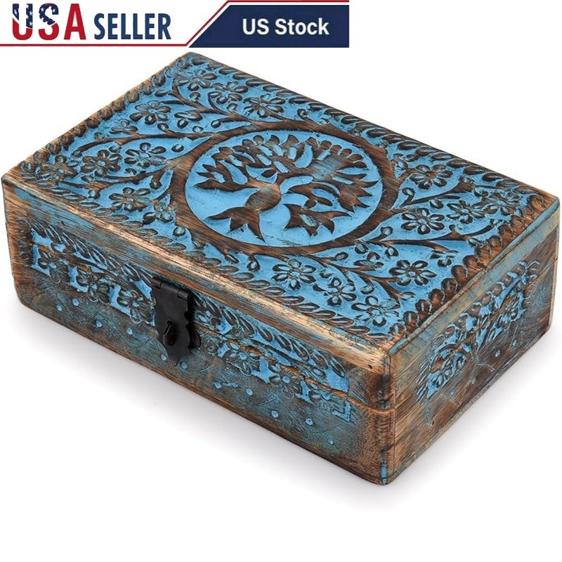Wooden Jewelry Box Vintage Organizer Rings Earrings Pendants Gifts Women New