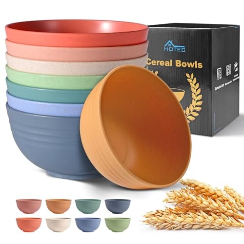  BPA Free Unbreakable Wheat Straw Cereal Bowls - Microwave & 5.9 Multicolor