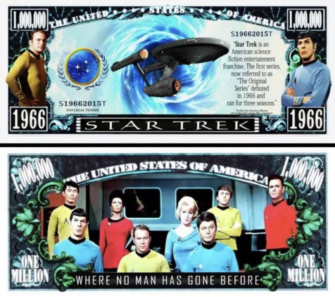 10 Pack Star Trek Original 1 Million Dollar Bills Collectible Novelty Money