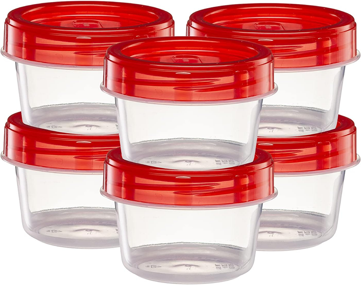 (4 Ounce 10 Pack) Twist Cap Containers Clear Bottom with Red Top Screw on Lids T