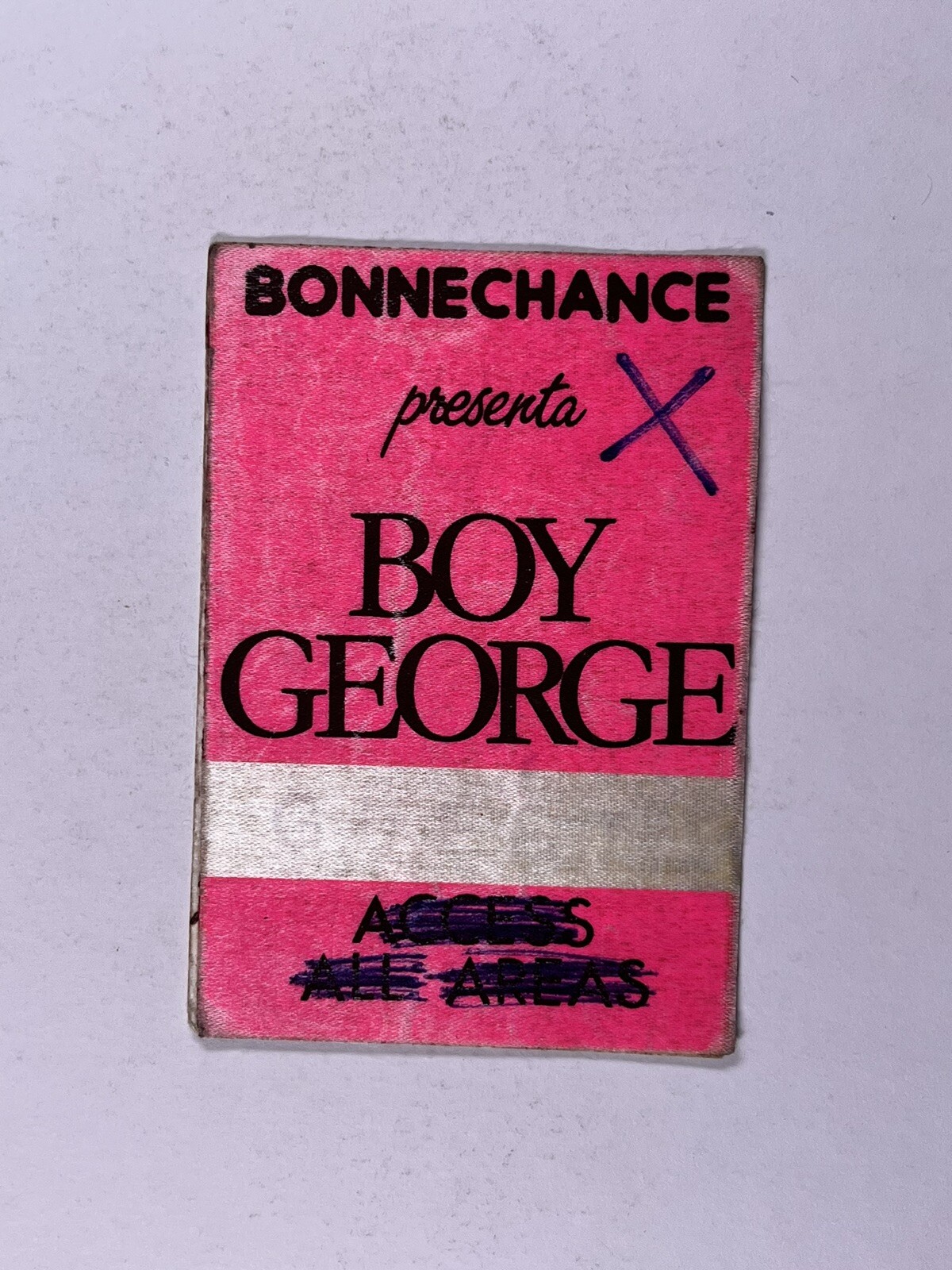 Boy George Guest Pass Ticket Original Vintage Bonnechance Promotional Circa 1988