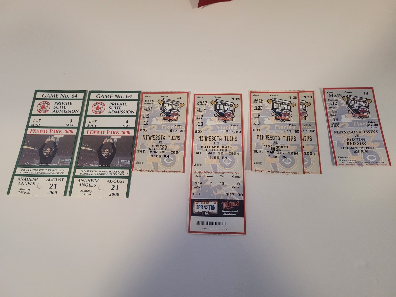 Boston Red Sox Tickets from spring training and Fenway Park 2000 & 2004