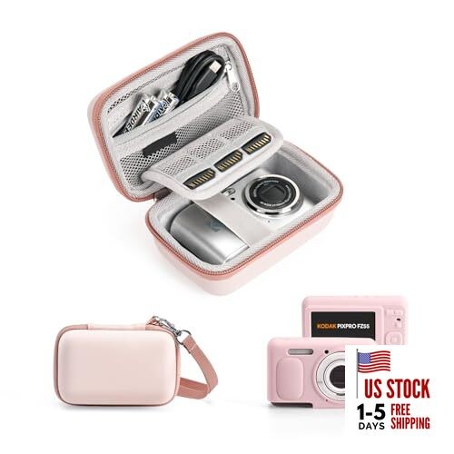 KODAK PIXPRO FZ55 Case Kit – Hard Travel Camera Case + Soft Silicone Pink-fz55