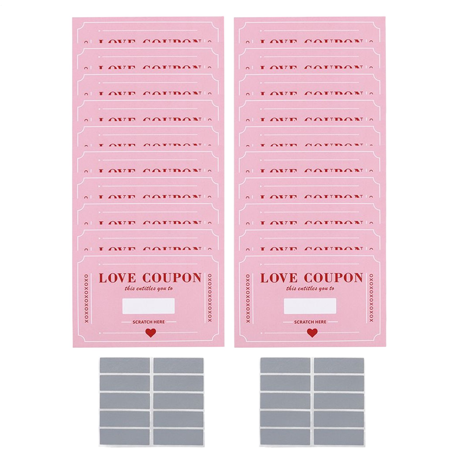 20Pcs Scratch-Off Love Coupons Couple Scratch-off Cards Valentine's Day Creative