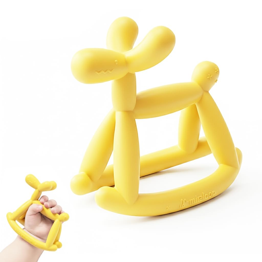 Miraloop Teething Toys for Babies 6-12 Months, Jellydog Never Light Yellow 