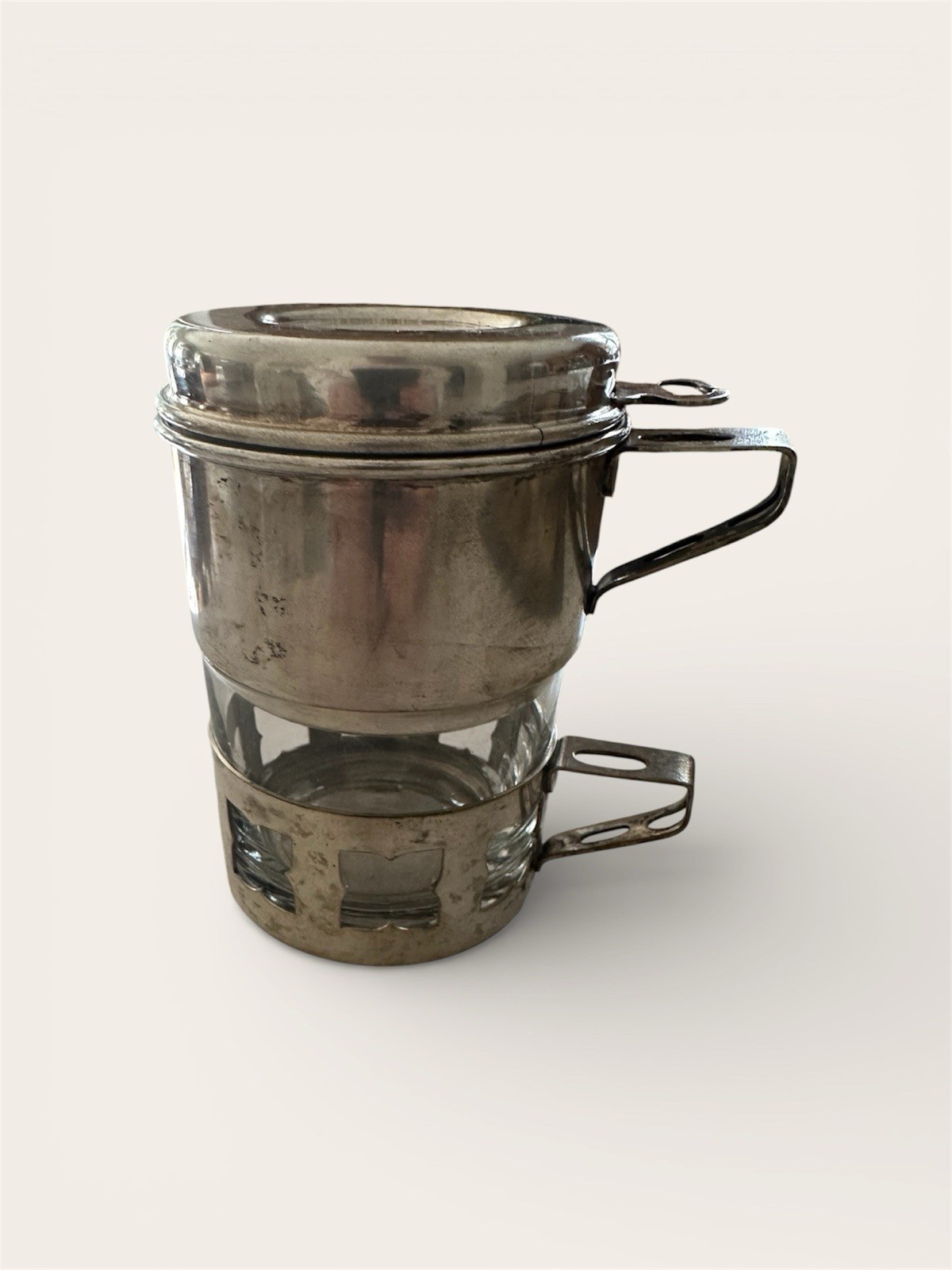 Vintage Dur-O-Bor Silver plate Belgian 1 Cup Coffee Maker. RARE