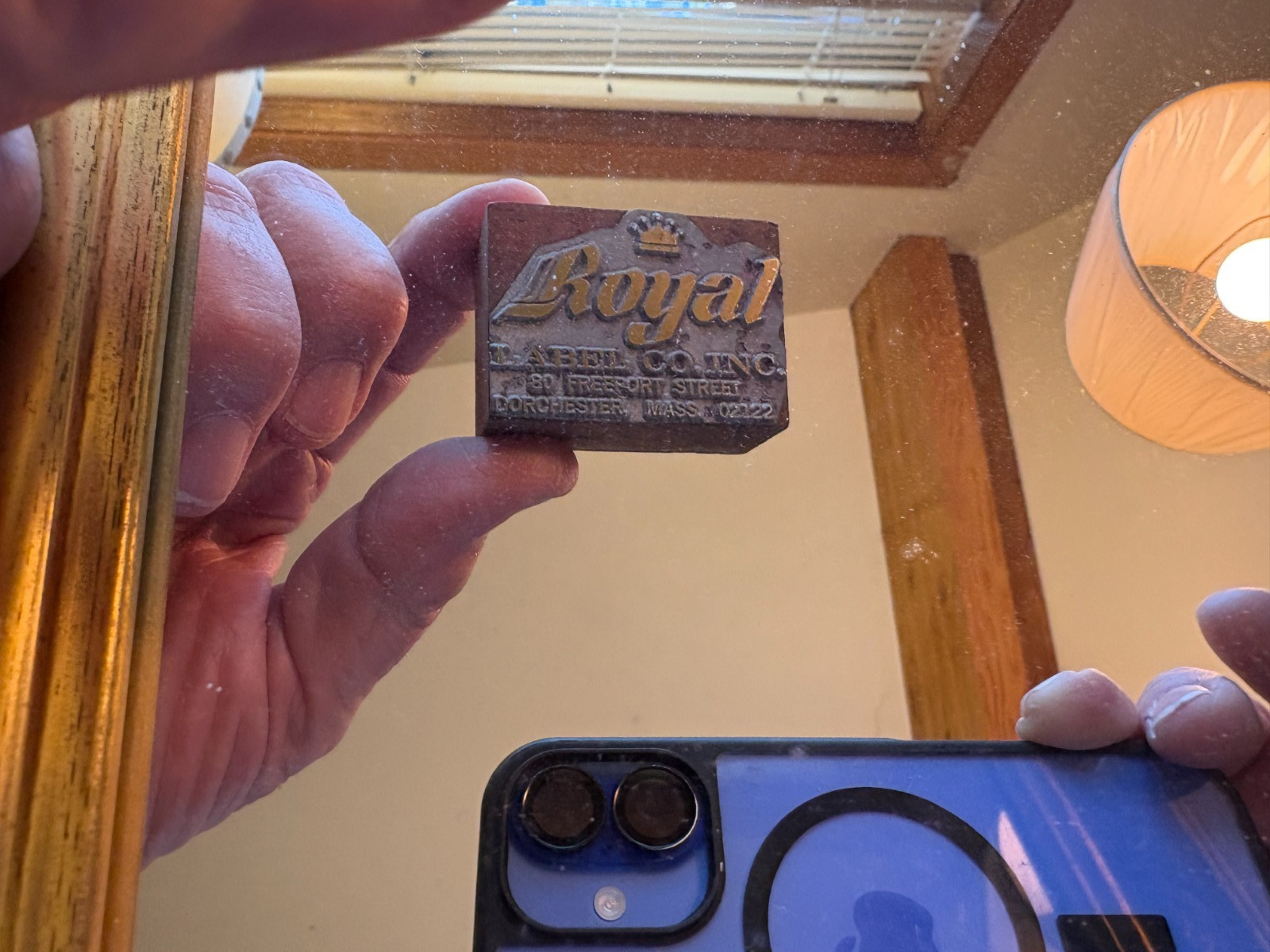 Letterpress Printer's Block Dorchester, MA Royal Label Co. Metal on Wood Block