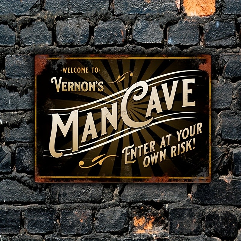 2D Custom Text Metal Sign Personalized Name for Man Cave Sign Office Wall Decor