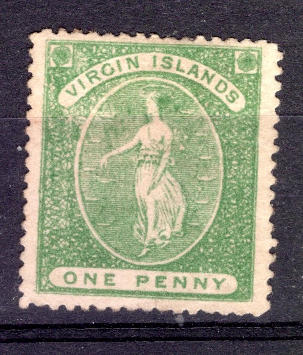 British Virgin Is 1867 sg 12 1d green MM cat £85