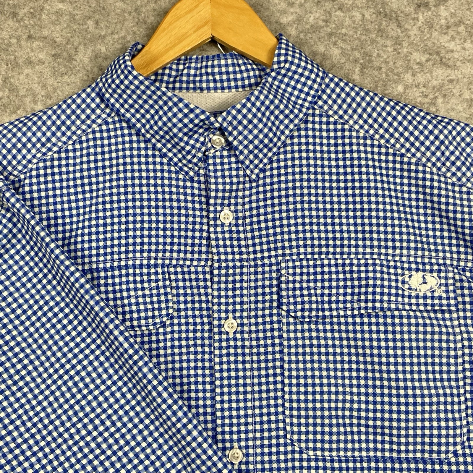 E.A.G Elite Performance Fishing Shirt Mens XL Blue Check Vented Angling Gear