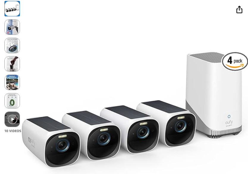 eufy S330 eufyCam 3 4K Outdoor Security Camera Wireless W/ Solar Panel NEW!!