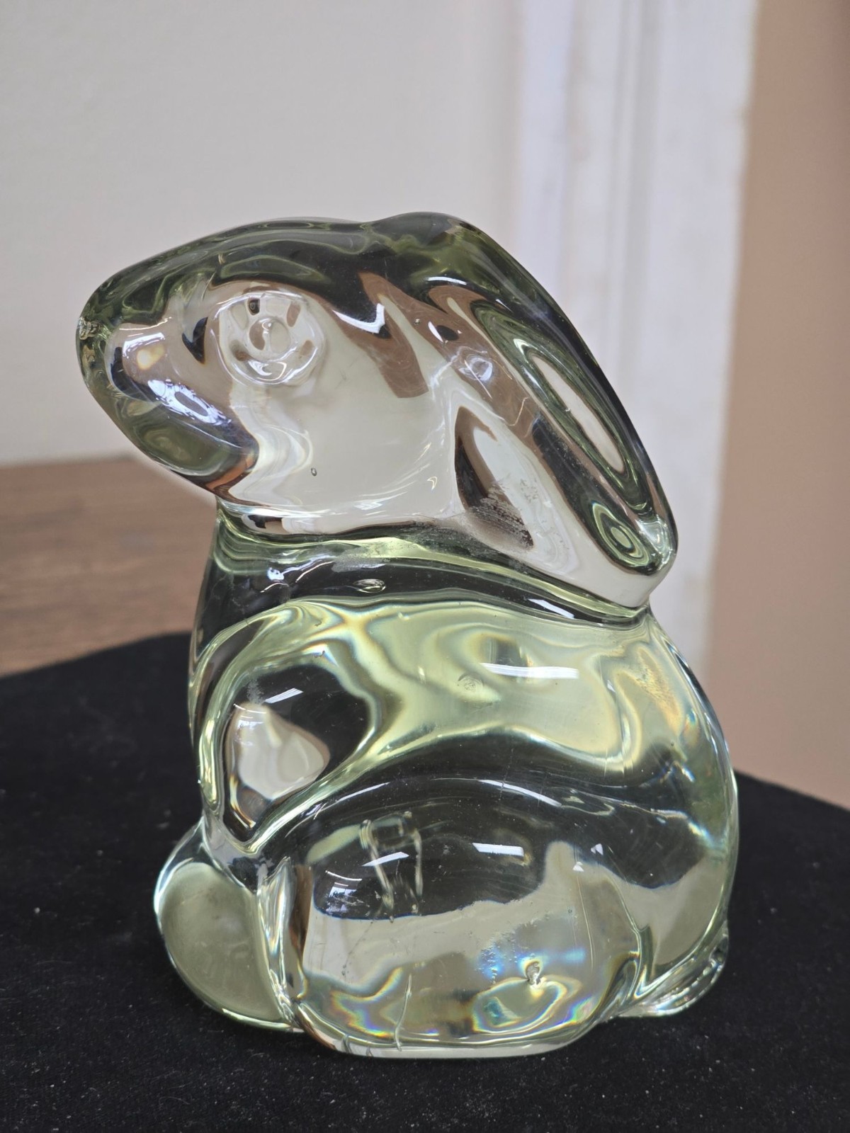 Clear Glass Rabbit Easter Bunny Figurine Paperweight