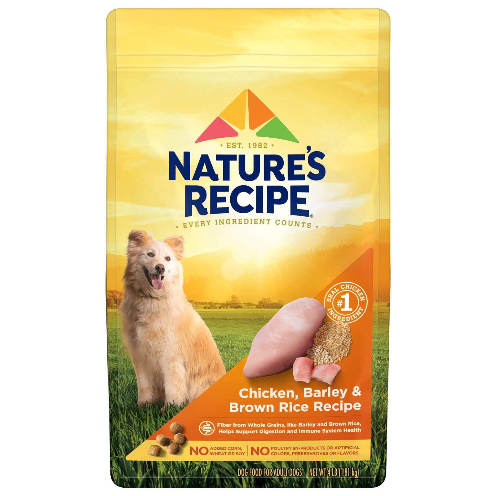 Nature's Recipe Dry Dog Food, Chicken, 4 Pound (Pack of 1), Chicken & Rice 