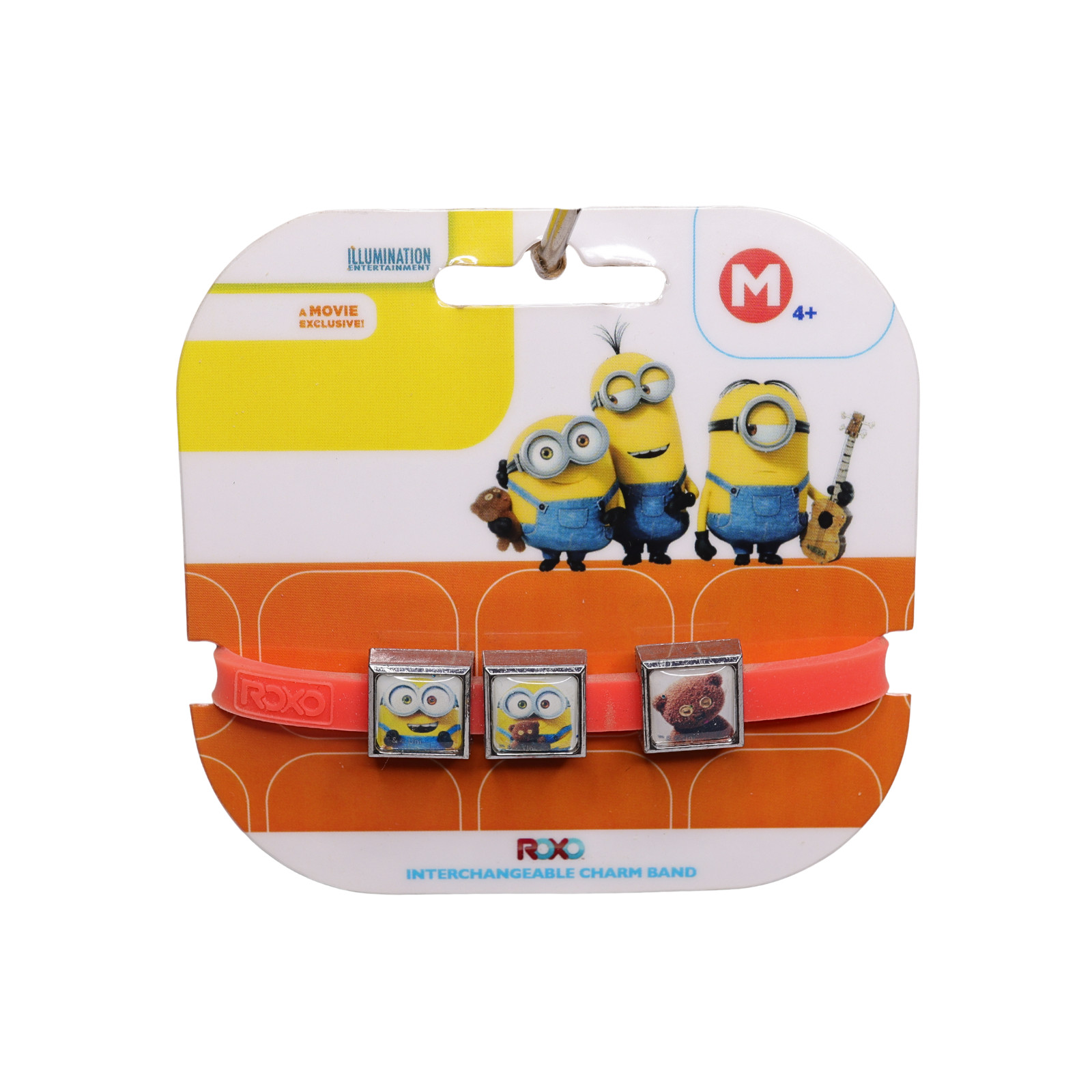 Minions Interchangeable Orange Triple Charm Band With 3 Charms Medium On Card