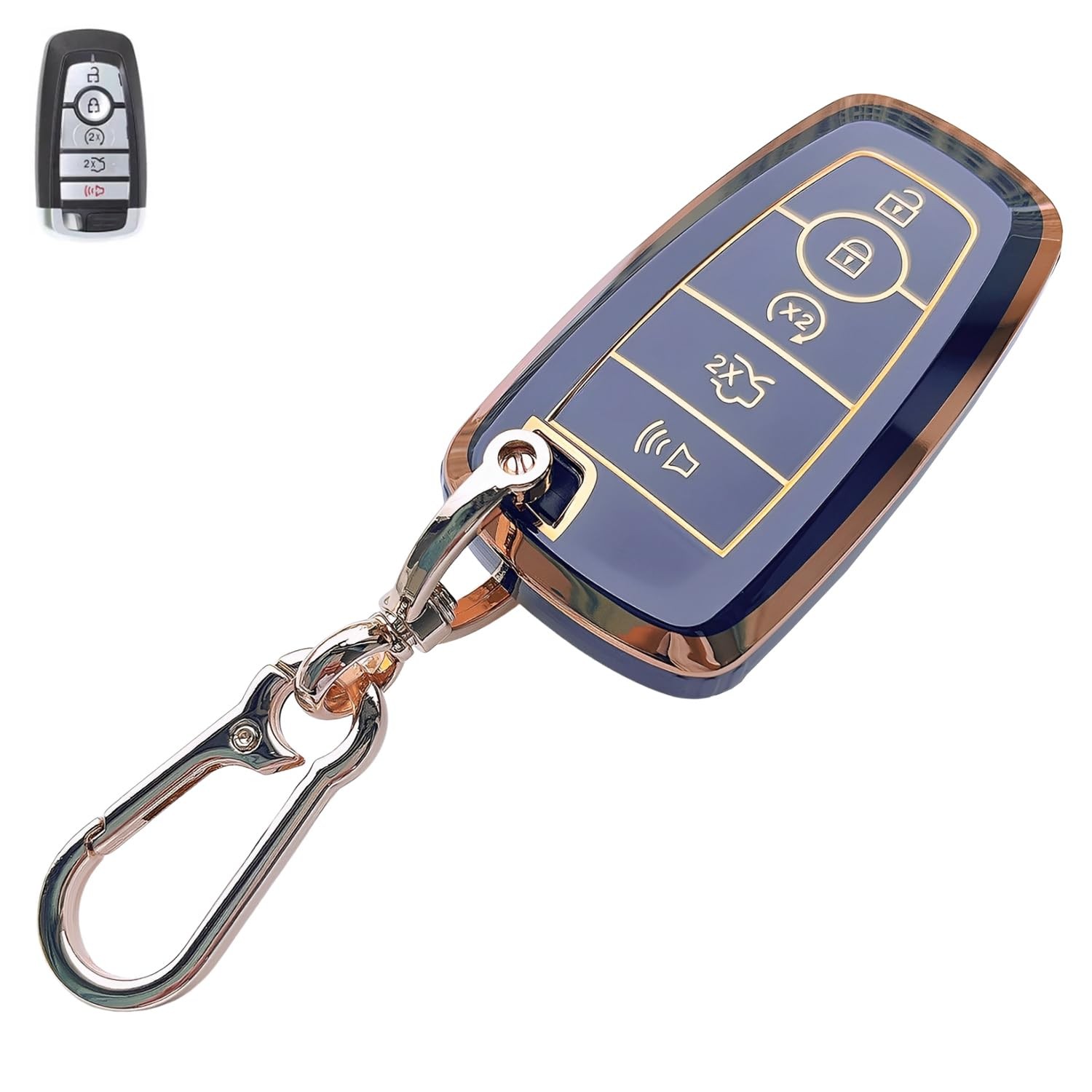 WKIOERAD Compatible with Ford Key Fob Cover Keychain - Black Soft 