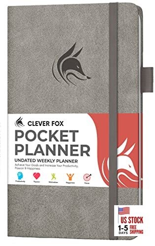  Pocket Planner Weekly – Undated Monthly Goal Pocket size (3.7" x 6.7") Gray
