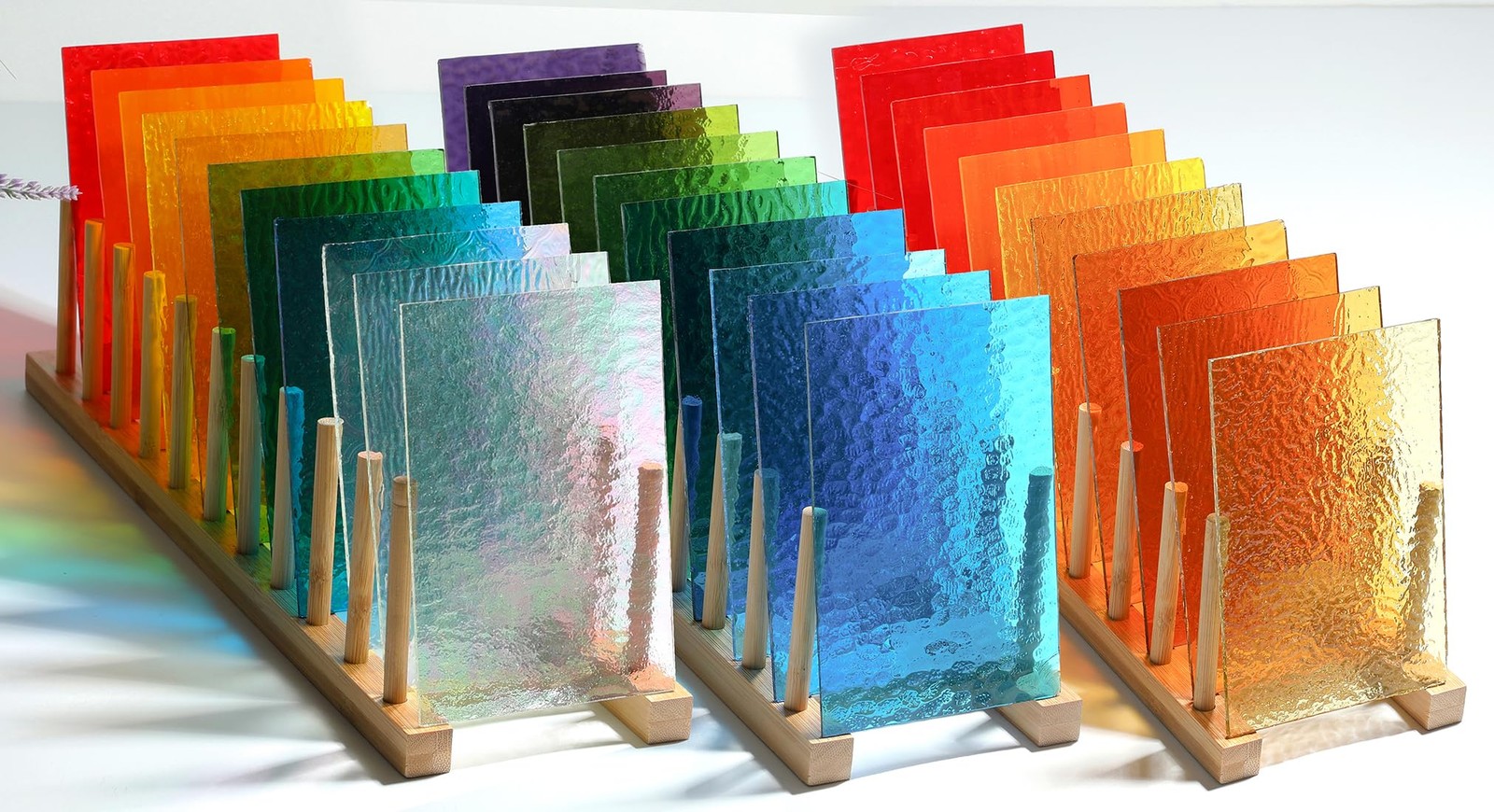 Lanyani 26 Sheets Transparent Stained Glass Packs Vibrant 