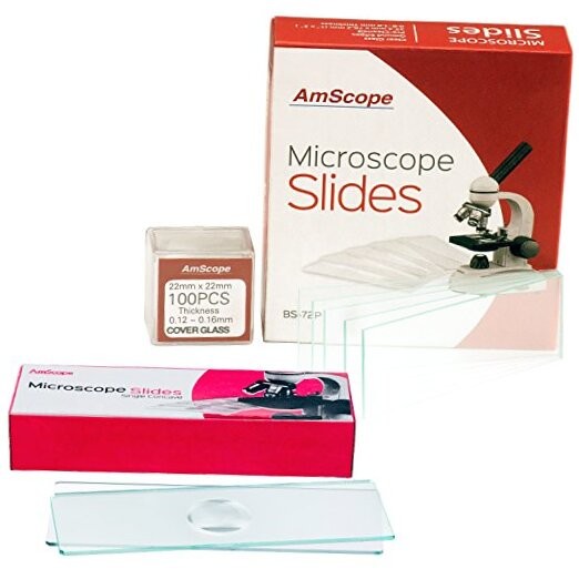  72 Pre-Cleaned Blank Plate Microscope Slides and 12 Single BSC12-72P100S22