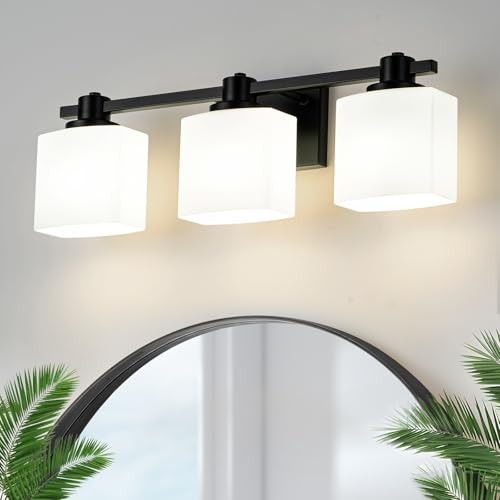 24 Inch Bathroom Light Fixtures over Mirror 3 Light Matte 24 Inches Black