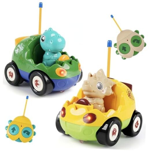 2-Pack Remote Control Dinosaur Toy Car for Kids - Birthday Gifts for Boys 