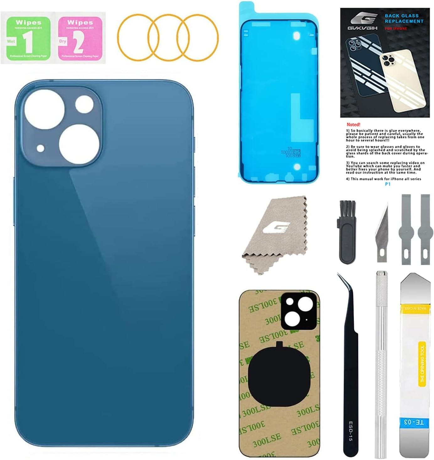 Back Glass Replacement for iPhone 13 with Repir Tools Big Hole Rear Back Cover