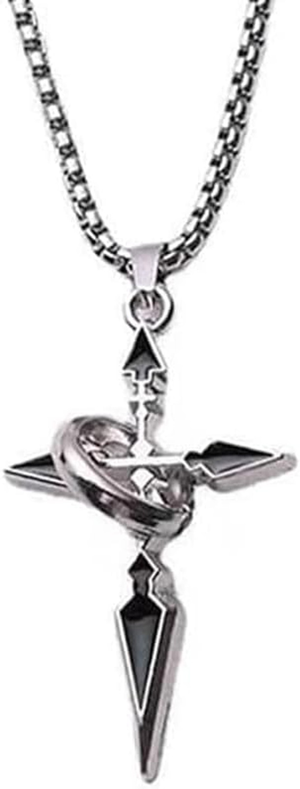 Titanium Steel Cross Pendant Necklace for Men, Cross Rotated Necklace,Punk Cross