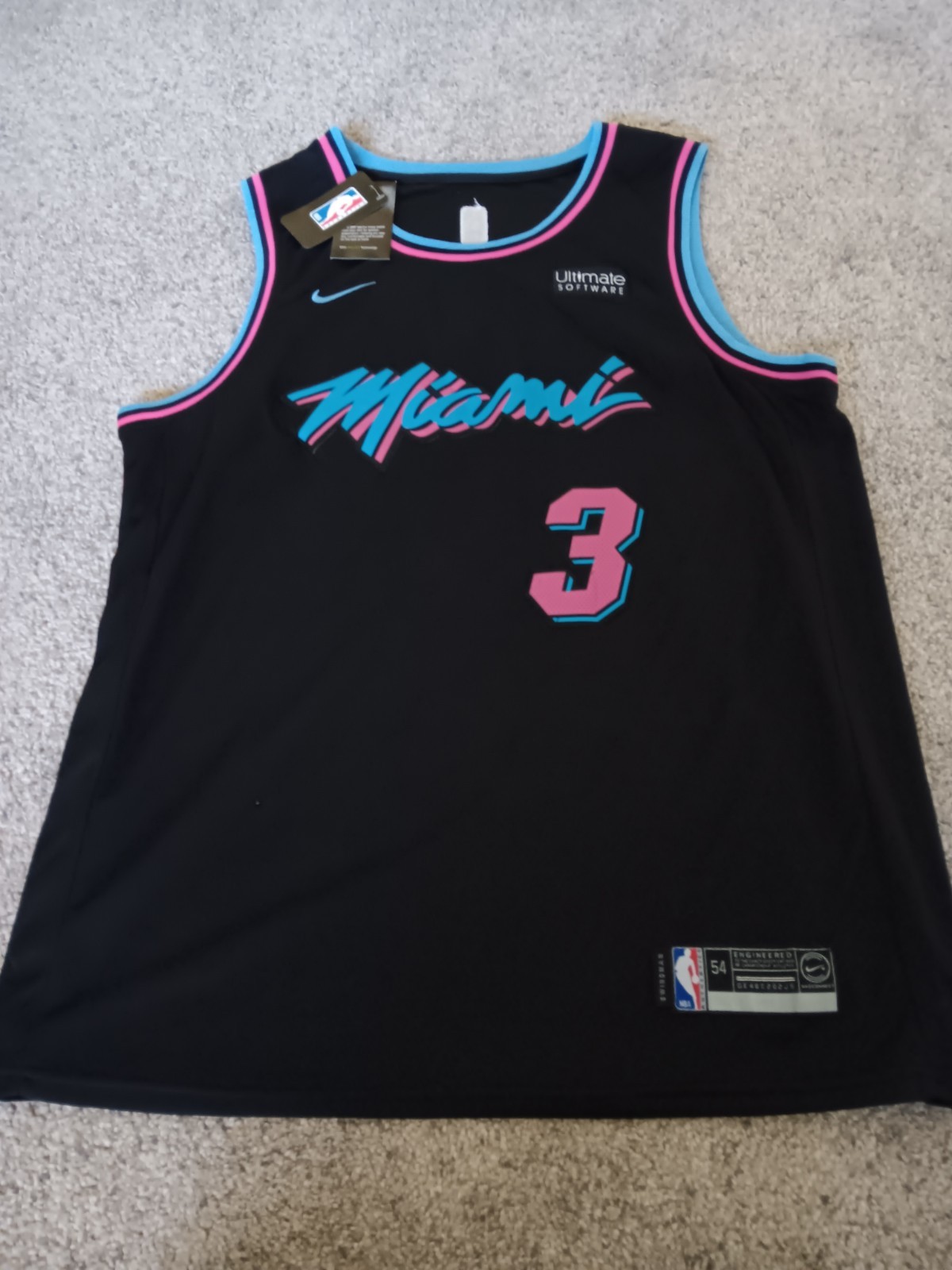 NWT Nike Miami Heat Dwayne Wade Black Miami Vice Swingman Jersey Size 54 XXL