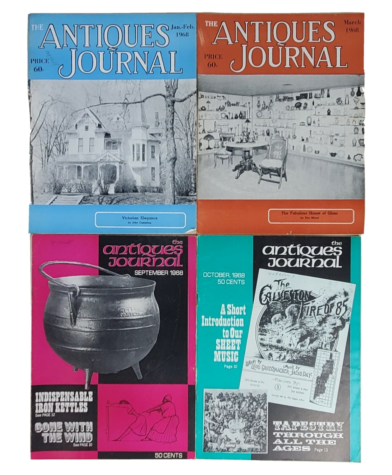 The Antiques Journal Magazine 4 Mags 1968 Jan-Feb March September October Vintag