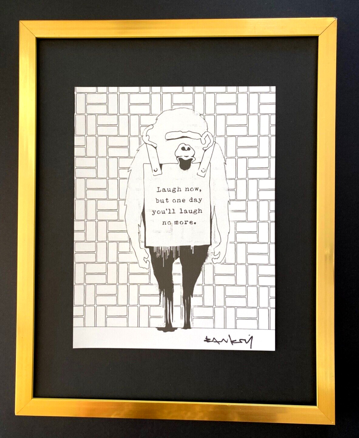 BANKSY + SIGNED "LAUGH NOW" PRINT FRAMED + BUY IT NOW!