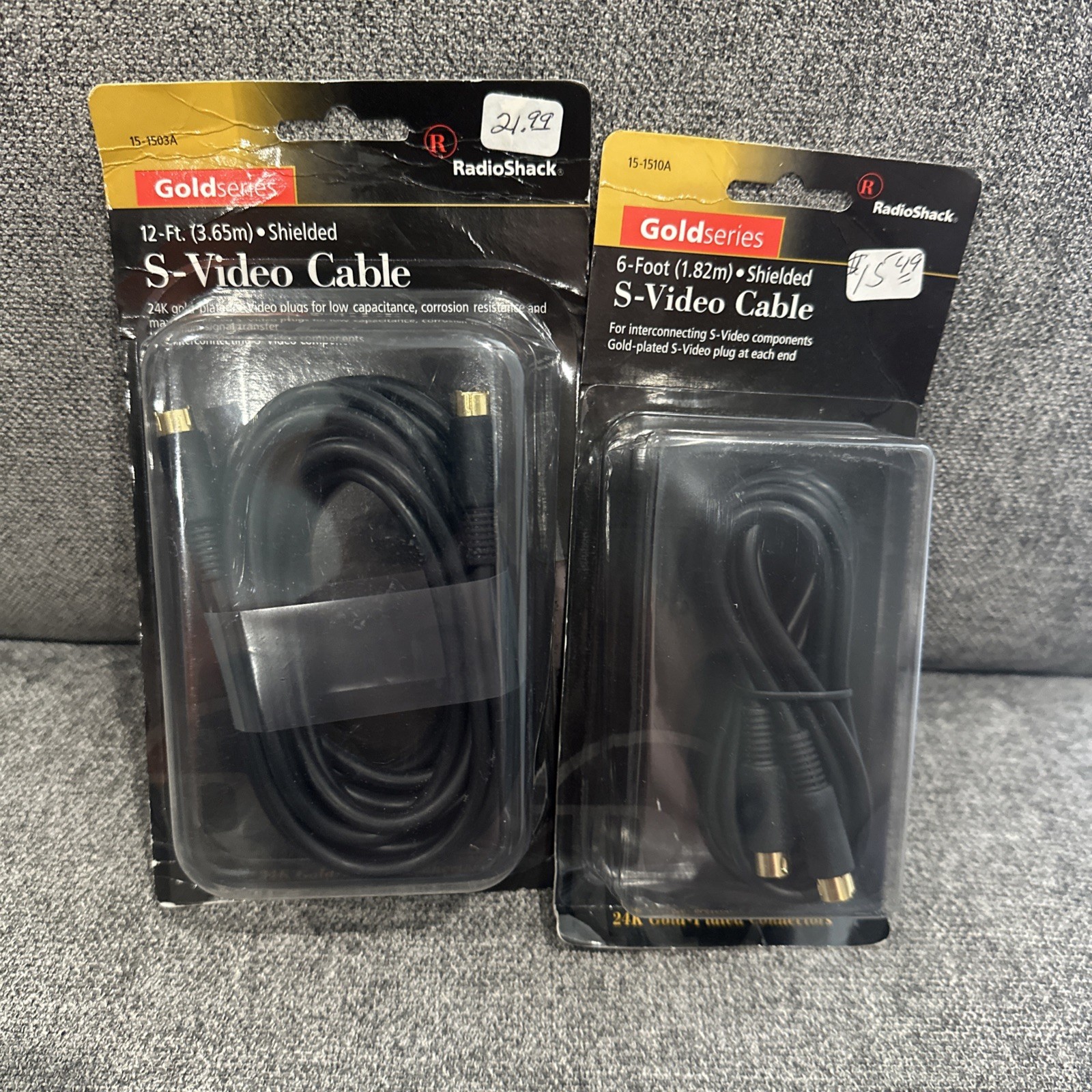 LOT OF 2 NEW Radio Shack Gold Series 15-1510A 12 And 6 Ft S Video Cable