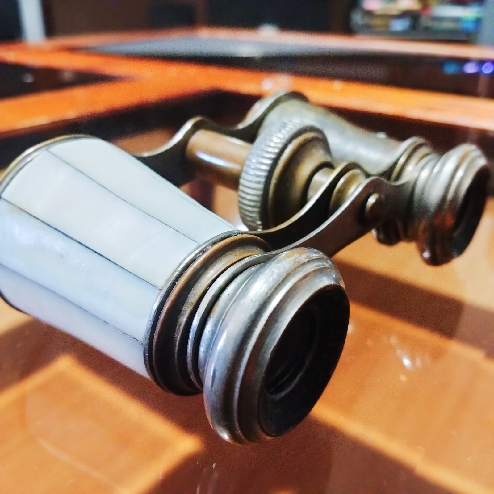 Binoculars Chevalier Paris Antique Brass Mother-of-Pearl Opera Glasses Pre-1930