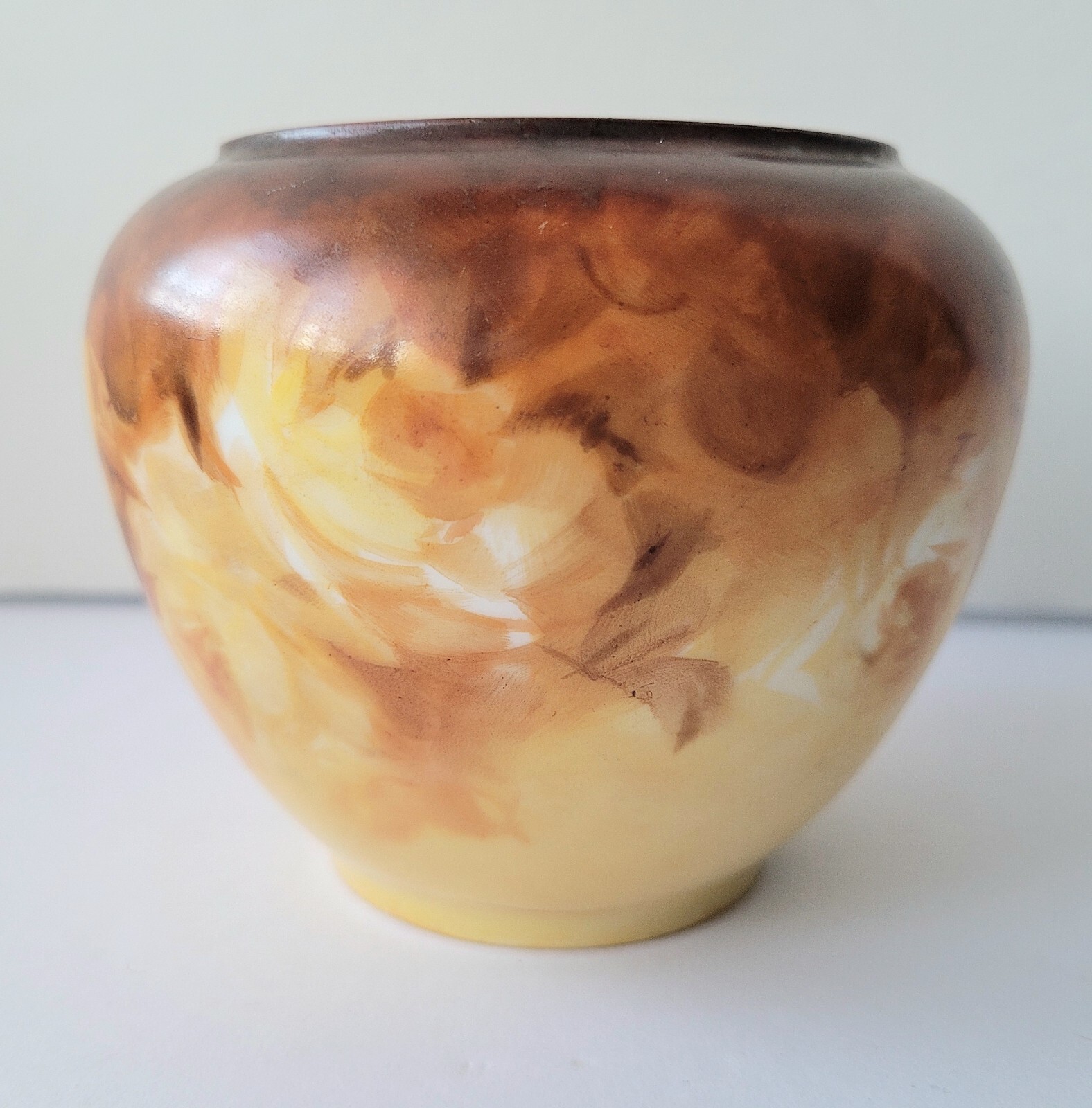 Antique 1900’s Limoges GDA France Hand Painted Porcelain Jardiniere Vase Rose